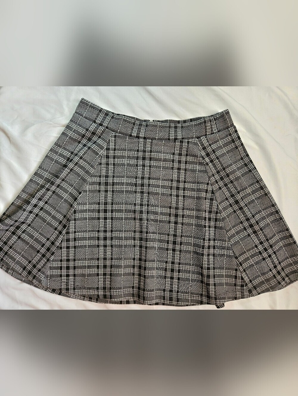 Divided Juniors Black And White Plaid Skater Skirt With Back Zipper Size Medium
